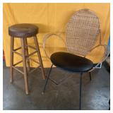 VERY COOL wicker chair & stool