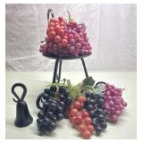 Plastic grapes, stand & more