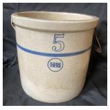 #5 Blue Band Stoneware crock