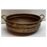 Vintage solid copper pan 12" across