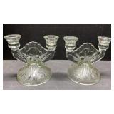 Jeanette Glass Iris candlesticks