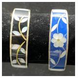 BEATIFUL inlaid cuff bracelets-might be silver??