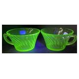 Antique uranium glass coffee cups