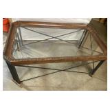 Vintage glass top coffee table 48x28"