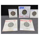 1890, 92, 94, 98 German coins