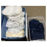 Seat backs & tablecloths in totes woth lids Seat backs & tablecloths in totes woth lids