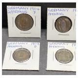 1904, 1907 & 1908 German coins