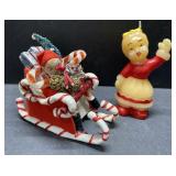 Vintage Japan Christmas sleigh & candle