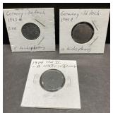 1943 & 44 German coins Third Reich WWII