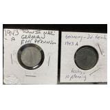 1943 German coins Third Reich WWII 1943 German coins Third Reich WWII
