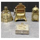 Vintage small cast bell, ash box & more Vintage small cast bell, ash box & more