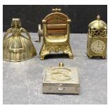 Vintage small cast bell, ash box & more