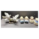 Vintage salt & pepper shakers & dove figurine Vintage salt & pepper shakers & dove figurine