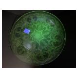 Antique uranium glass platter 11 1/2' across Antique uranium glass platter 11 1/2' across