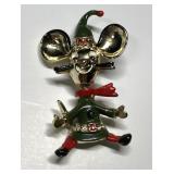 Vintage spring-moving Christmas mouse brooch Vintage spring-moving Christmas mouse brooch