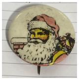 Antique Christmas Santa badge button Montreal