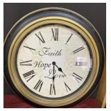 Faith, Hope & Love wall clock 22"