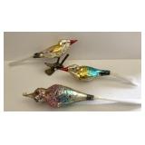 Antique glass clip-on incl double bird ornaments- Antique glass clip-on incl double bird ornaments-