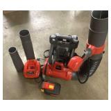 Battery powered back pack leaf blower Works Battery powered back pack leaf blower Works