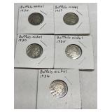 1920s & 30s Buffalo Indian Head nickels