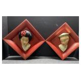 Mid century mod Asian Art chalkware pieces 13' Mid century mod Asian Art chalkware pieces 13'