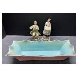 Mid century mod Hull pink & turquoise planter & Mid century mod Hull pink & turquoise planter &