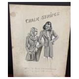 1940s-ish pencil chalk drawing for newspaper ad