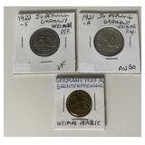 1920s German Weinmar Republic coins 1920s German Weinmar Republic coins