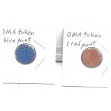 OMA token 1 red & 1 blue point