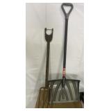 Snow shovel & antique pitchfork Snow shovel & antique pitchfork