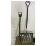 Snow shovel & antique pitchfork