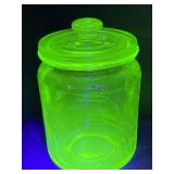 Uranium glass jar Uranium glass jar