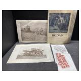 Antique Kodak ad, prints & stamps