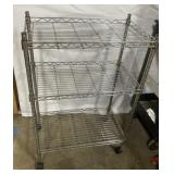 Rolling metal shelf approx 3 foot tall