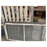 Pallet and three window frames Pallet and three window frames
