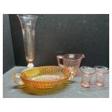 Pink depression & carnival glass pieces Pink depression & carnival glass pieces
