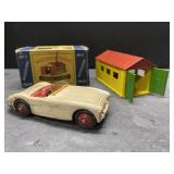 Lesney Matchbox garage with box & Dinky toys car