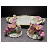 Avon Easter platter and candleholders ï¿½ duck bill