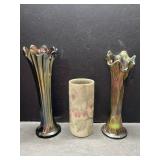 Carnival glass and more vases