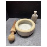 Antique crock bowl and more