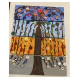 Wood 4 seasons button wall hanging 12x15"