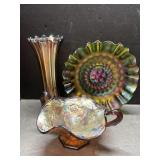 Carnival glass pieces