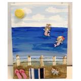Cute beach painting with buttons & more 6x8'