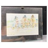 Signed art piece in glass frame 10ï¿½ x 8ï¿½