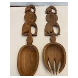 12' wood decorative fork & spoon