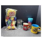 Starbucks, A&W, and more mugs and a kids clown