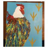 Rooster painting on canvas 20x16"