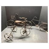 Decorative metal bicycles, and tricycles