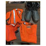 Steel toe work boots, size 9 1/2 and three safety