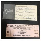 1961 Jack Parr Show Ticket